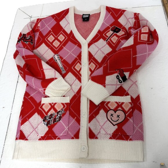 Harley Quinn Argyle Sweater DC Comics Harlequin Batman Joker Size Medium - Picture 8 of 13